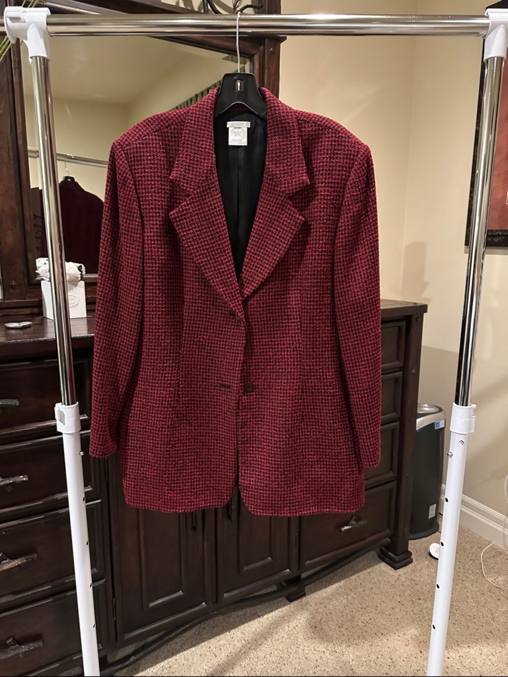 Austin Reed Deep Red Tweed Single-Button Blazer